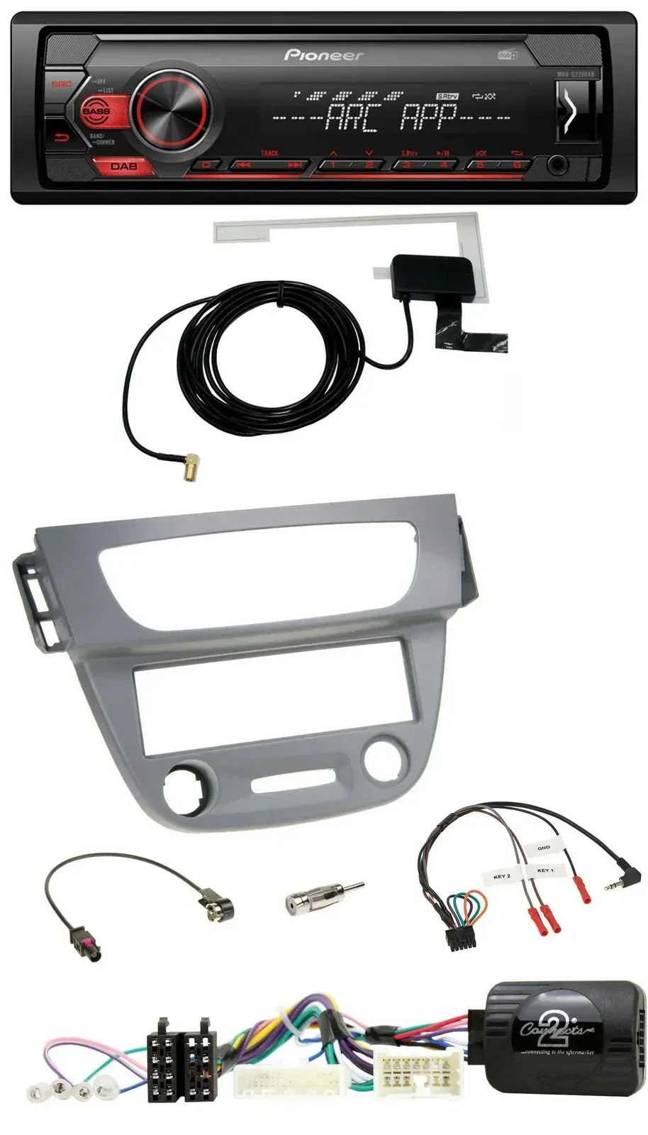 Автомагнитола Pioneer 1 DIN USB DAB MP3 для Renault Megane 3 2012–2014 серый