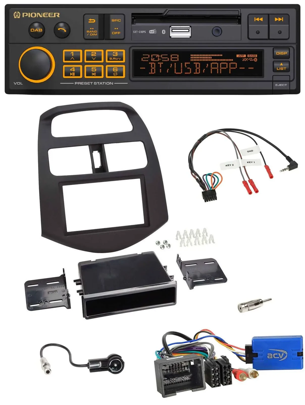 Pioneer DAB Lenkrad USB Bluetooth Autoradio für Chevrolet Spark 2013-2015