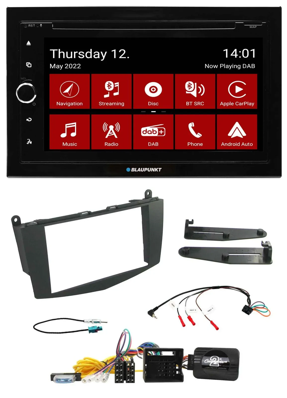 Blaupunkt Lenkrad DVD Bluetooth DAB 2DIN USB Autoradio für Mercedes C-Klasse 07-