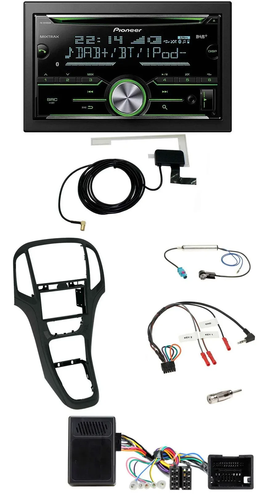 Pioneer CD USB Lenkrad Bluetooth 2DIN DAB Autoradio für Opel Astra ab 09 Perlsch