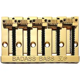 Бридж для бас-гитары Leo Quan Badass V 5-String Bass Bridge With Grooved Saddles Gold