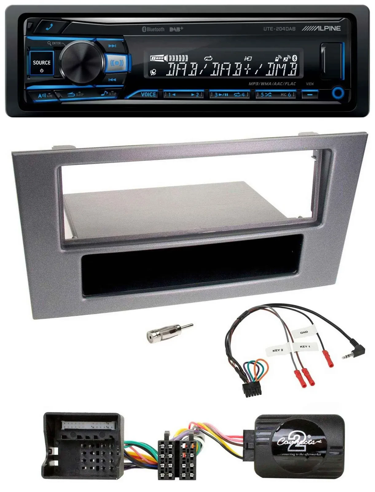Alpine USB Bluetooth DAB Lenkrad Autoradio für Ford Mondeo 2004-2007 anthrazit