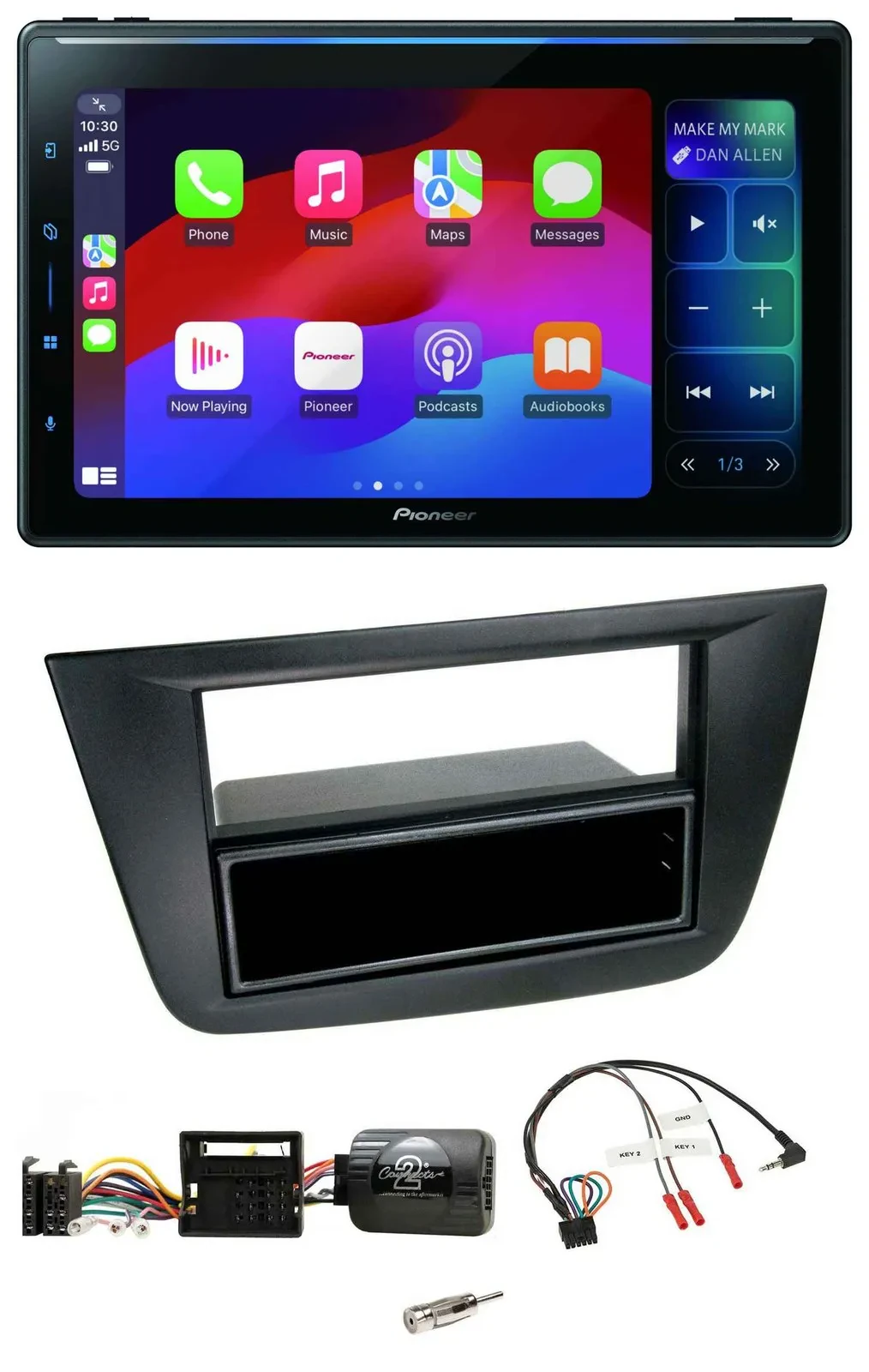 Автомагнитола для Seat Altea/Toledo 2004–2009 Pioneer Bluetooth, DAB, USB, поддержка кнопок на руле, черный