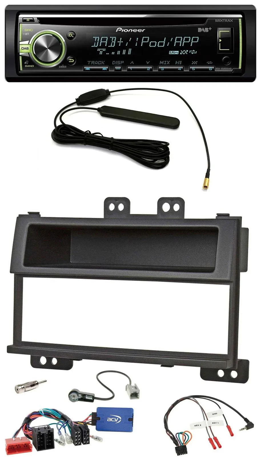 Pioneer MP3 USB CD DAB Lenkrad Autoradio für Hyundai i20 ISO 2009-11 schwarz