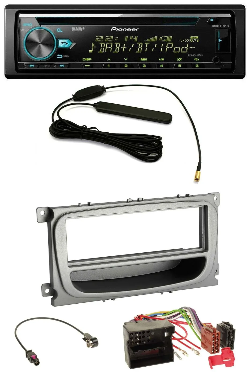 Pioneer CD MP3 AUX DAB USB Autoradio für Ford Mondeo S-Max 07-14 silber Ablagefa