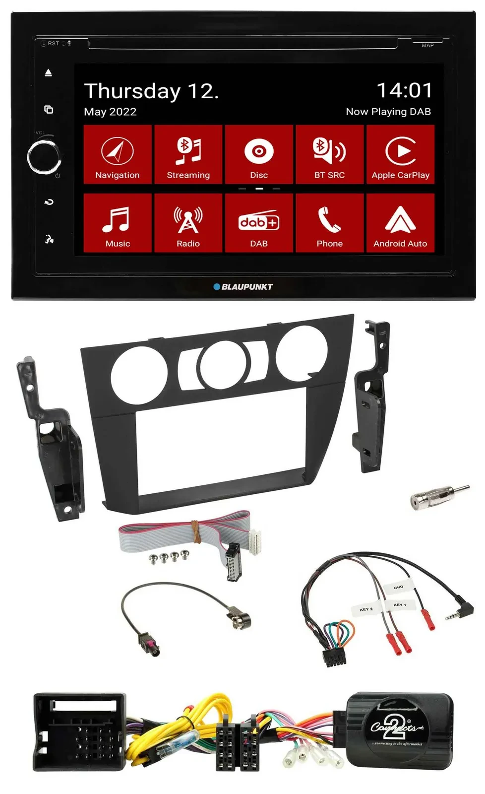 Blaupunkt 2DIN Lenkrad Bluetooth USB TMC DAB Navigation für BMW 3-er 2005-2013 m