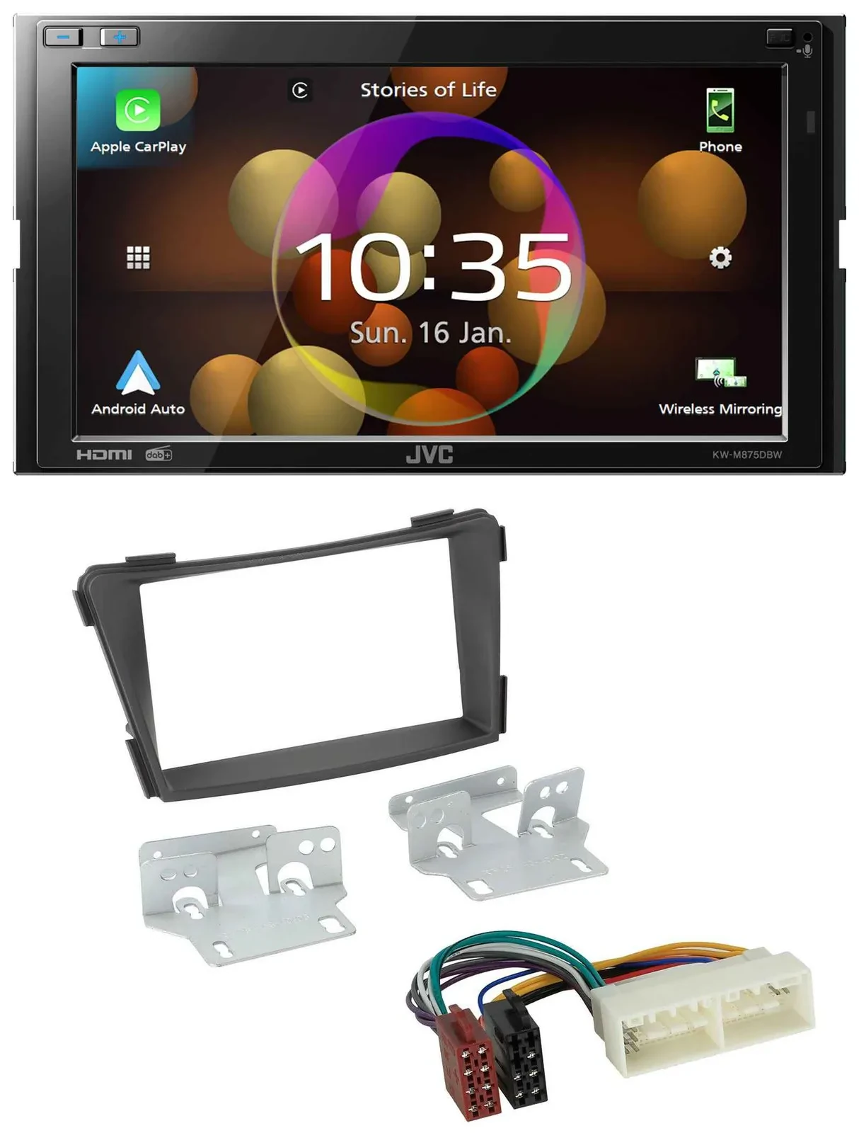 Автомагнитола для Hyundai i40 (VF, с 2016) JVC 2-DIN, DAB, Bluetooth, USB, черный