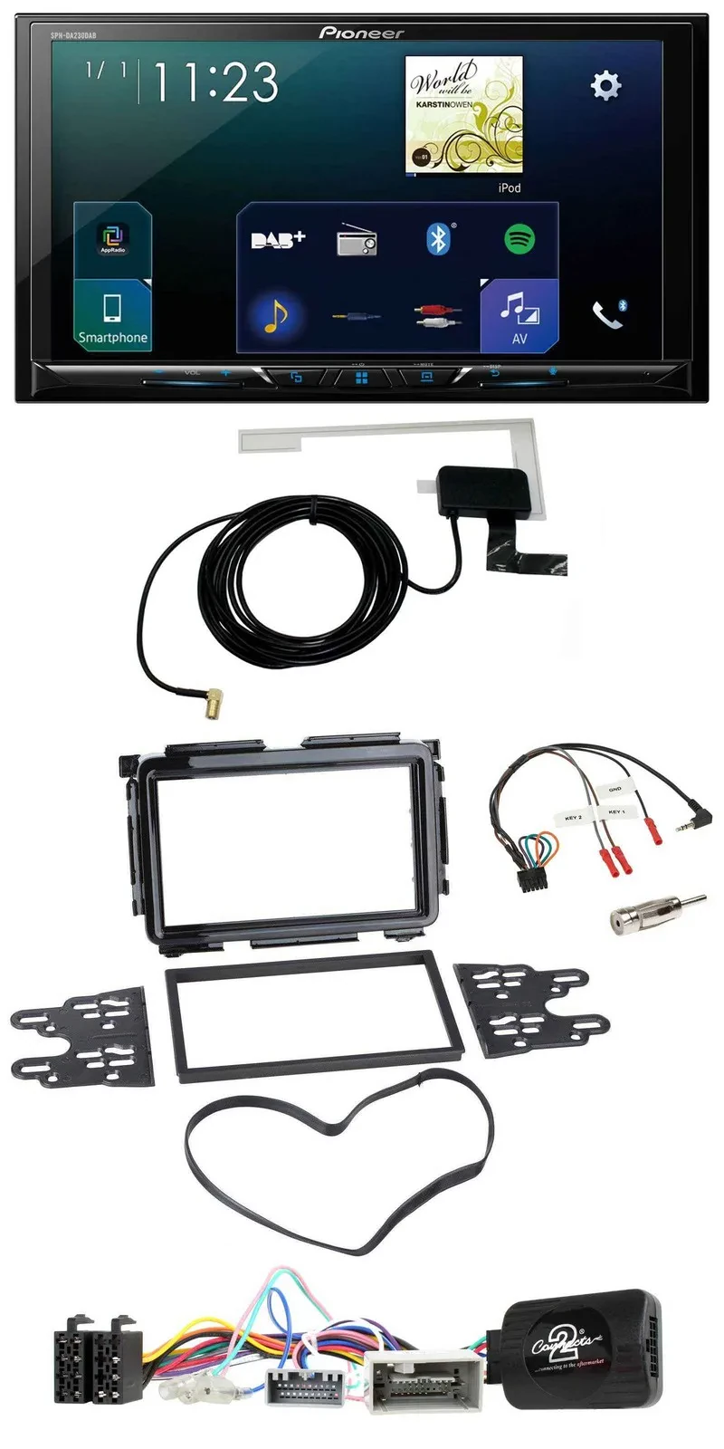 Pioneer 2DIN DAB USB Lenkrad Bluetooth Autoradio für Honda HR-V RU ab 2015 schwa