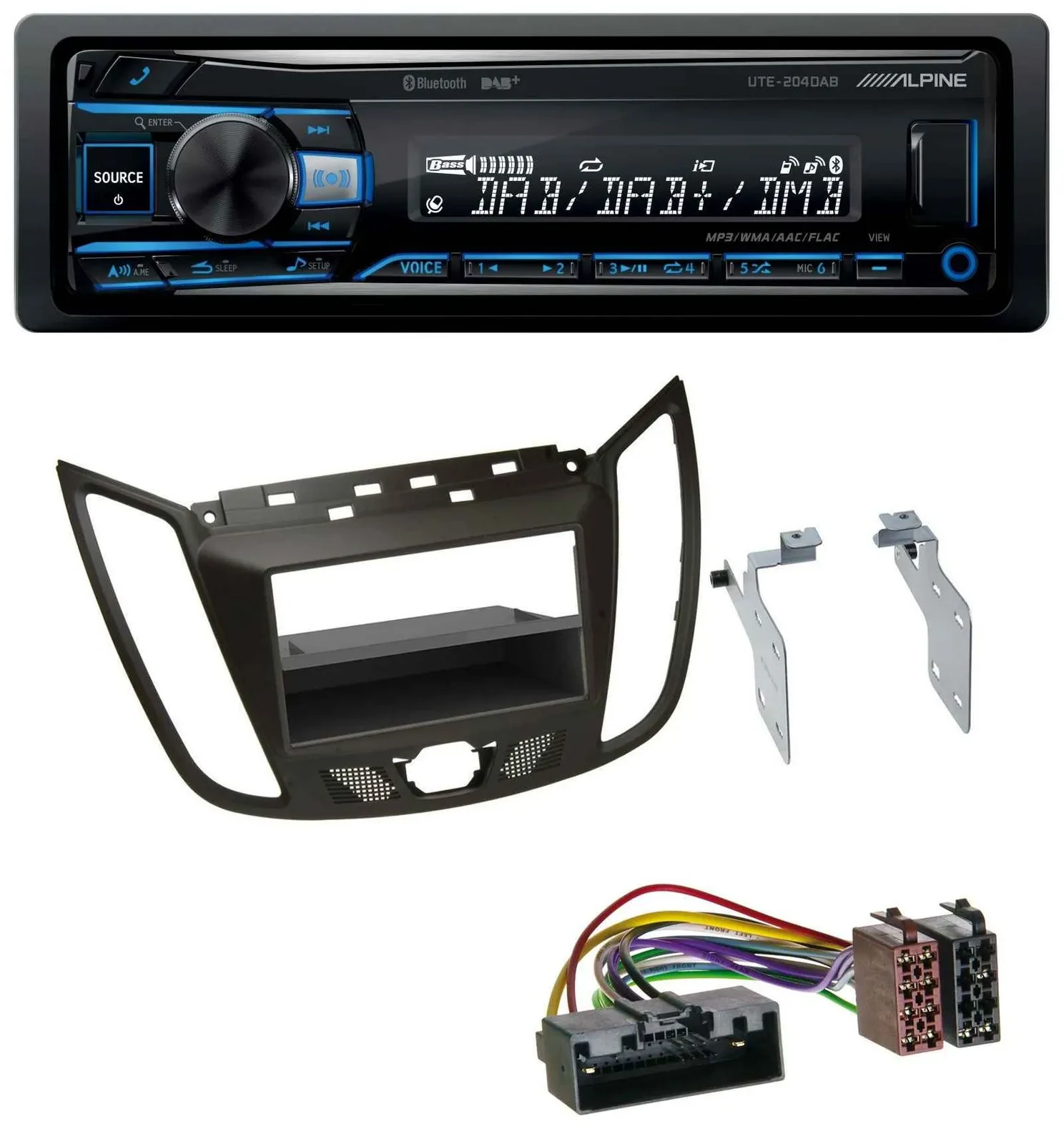 Автомагнитола для Ford C-Max / Kuga Alpine USB, Bluetooth, DAB, MP3 темно-коричневый