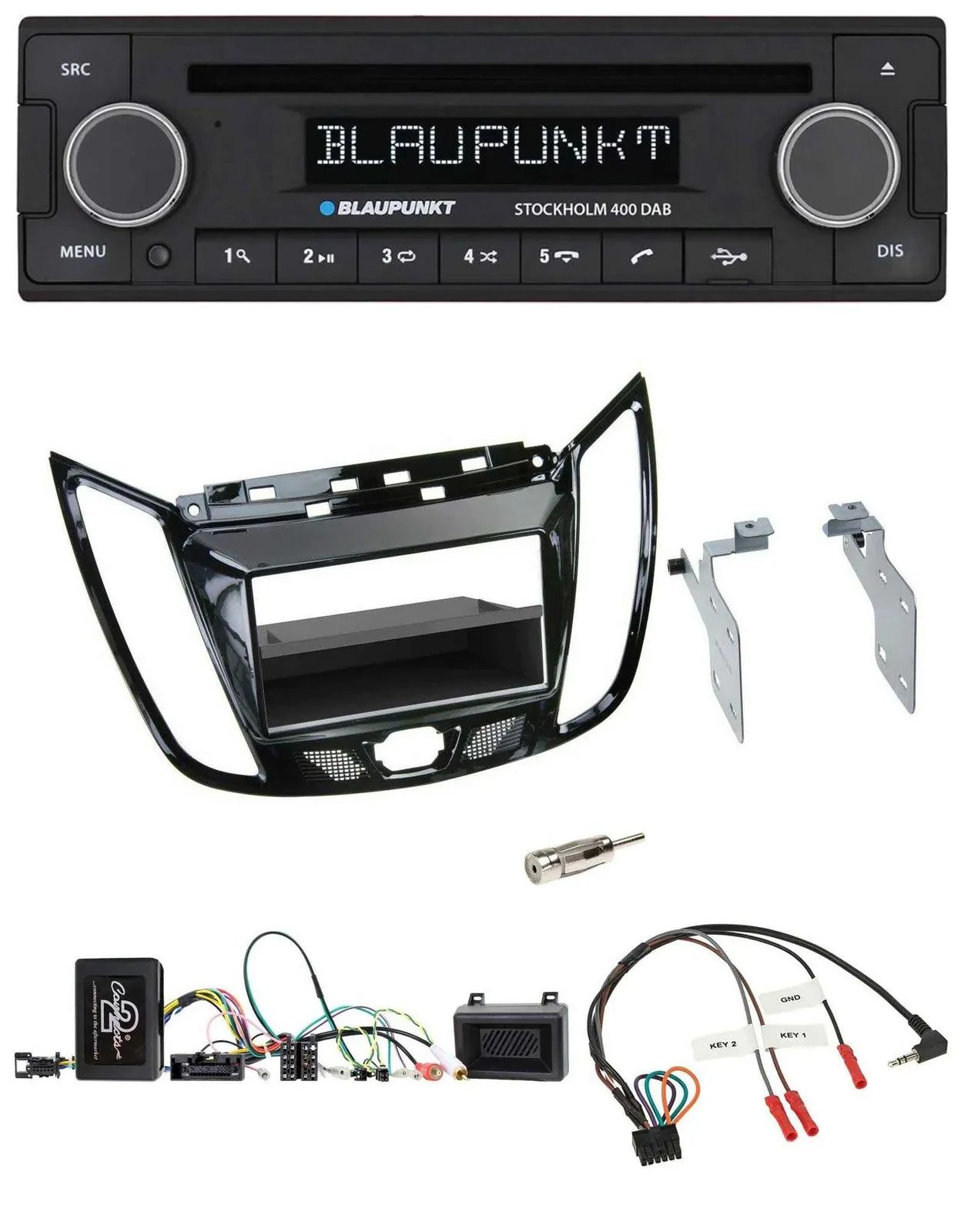 Blaupunkt Lenkrad Bluetooth DAB CD USB Autoradio für Ford C-Max Kuga Klavierlack