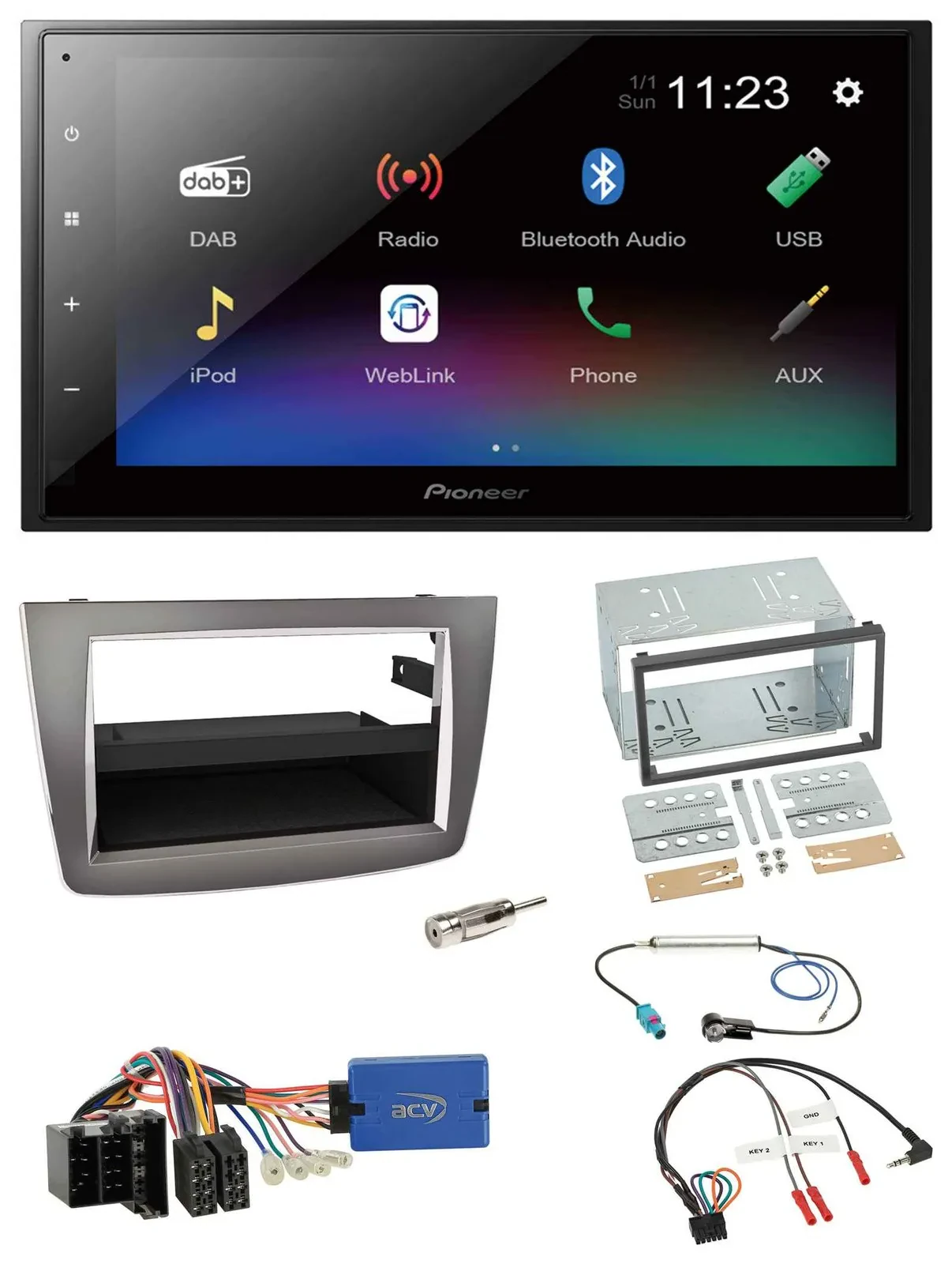 Pioneer USB Bluetooth DAB 2DIN Lenkrad Autoradio für Alfa Romeo Mito 13-18 955 I