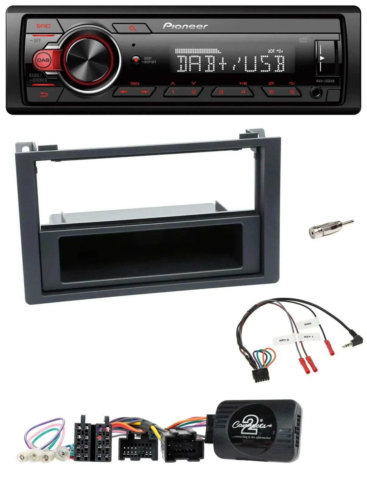 Pioneer MP3 1DIN DAB USB Lenkrad Autoradio für Saab 9.3 (ab 2008)