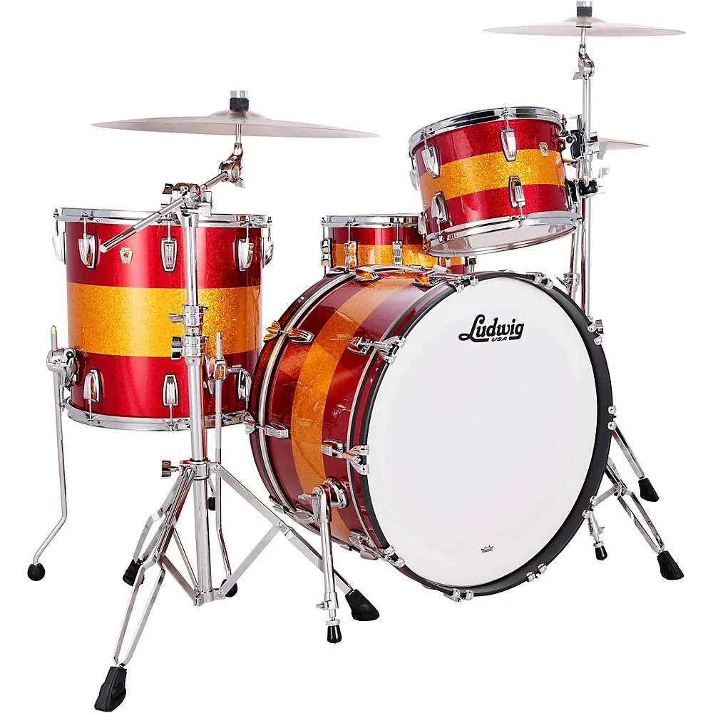 Ludwig Classic Maple 3-Piece Pro Beat Shell Pack-24" Bass Drum Red/Gold Tri-Band
