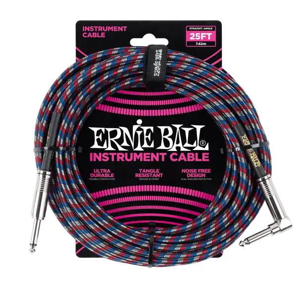 Инструментальный кабель Ernie Ball 6063 7.5м Braided Red-Blue-White