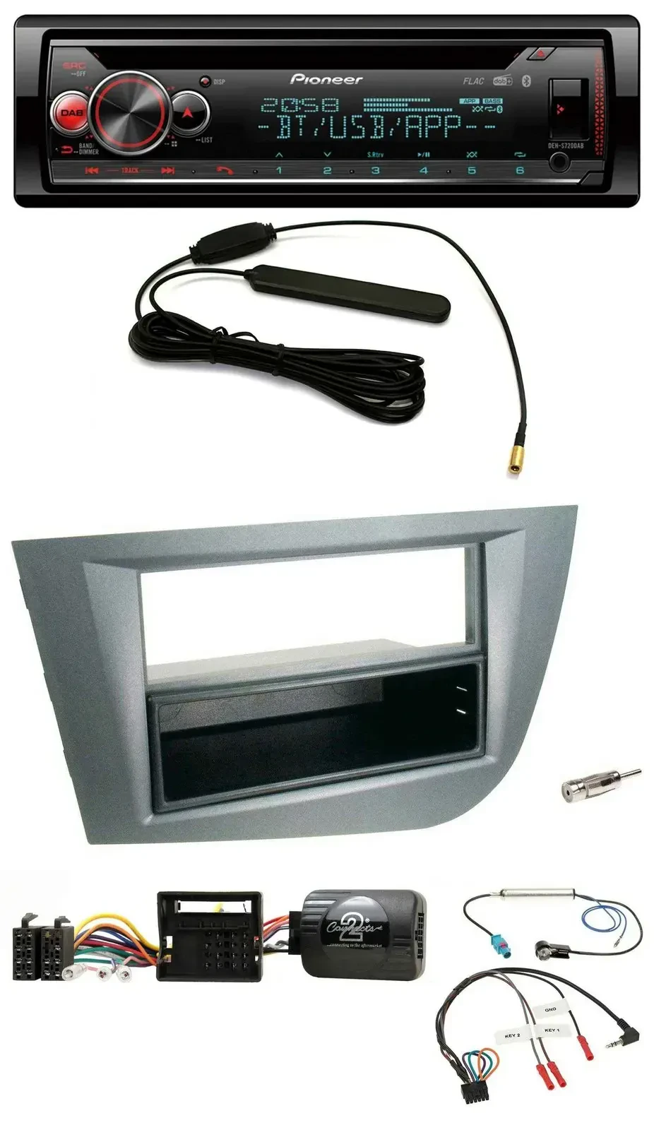 Автомагнитола Pioneer USB DAB Bluetooth CD, поддержка управления на руле, для Seat Leon 2005–2010, тёмно-серый