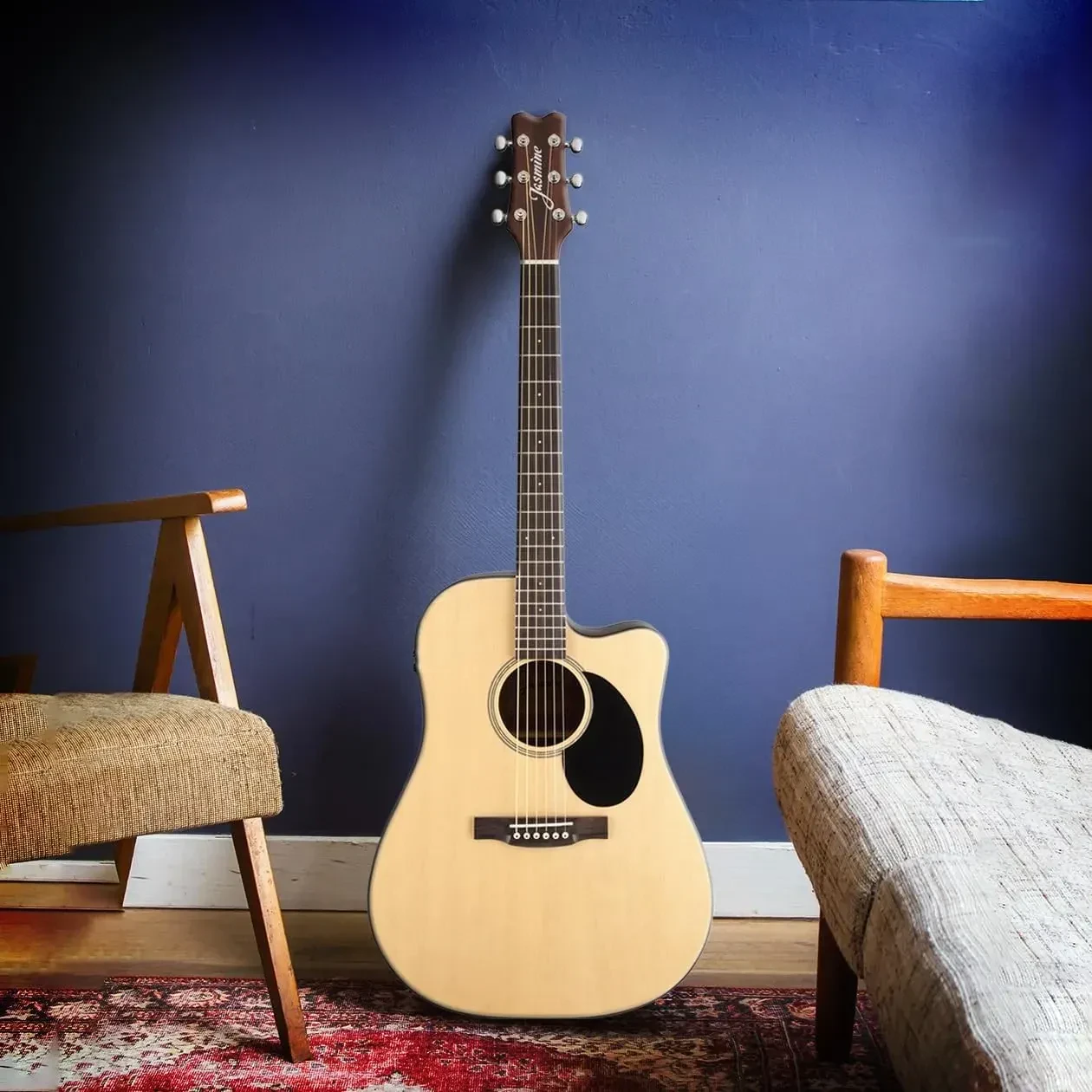Jasmine JD36-CE Dreadnought Acoustic Electric Guitar, Natural Finish