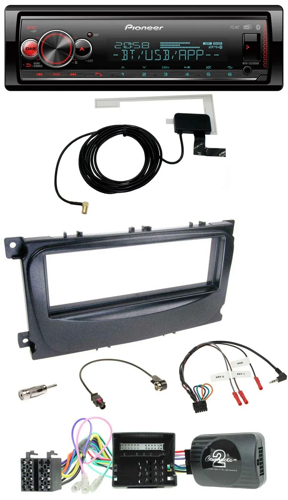 Pioneer Bluetooth DAB USB Lenkrad Autoradio für Ford Mondeo S-Max 2007-14 Can-Bu