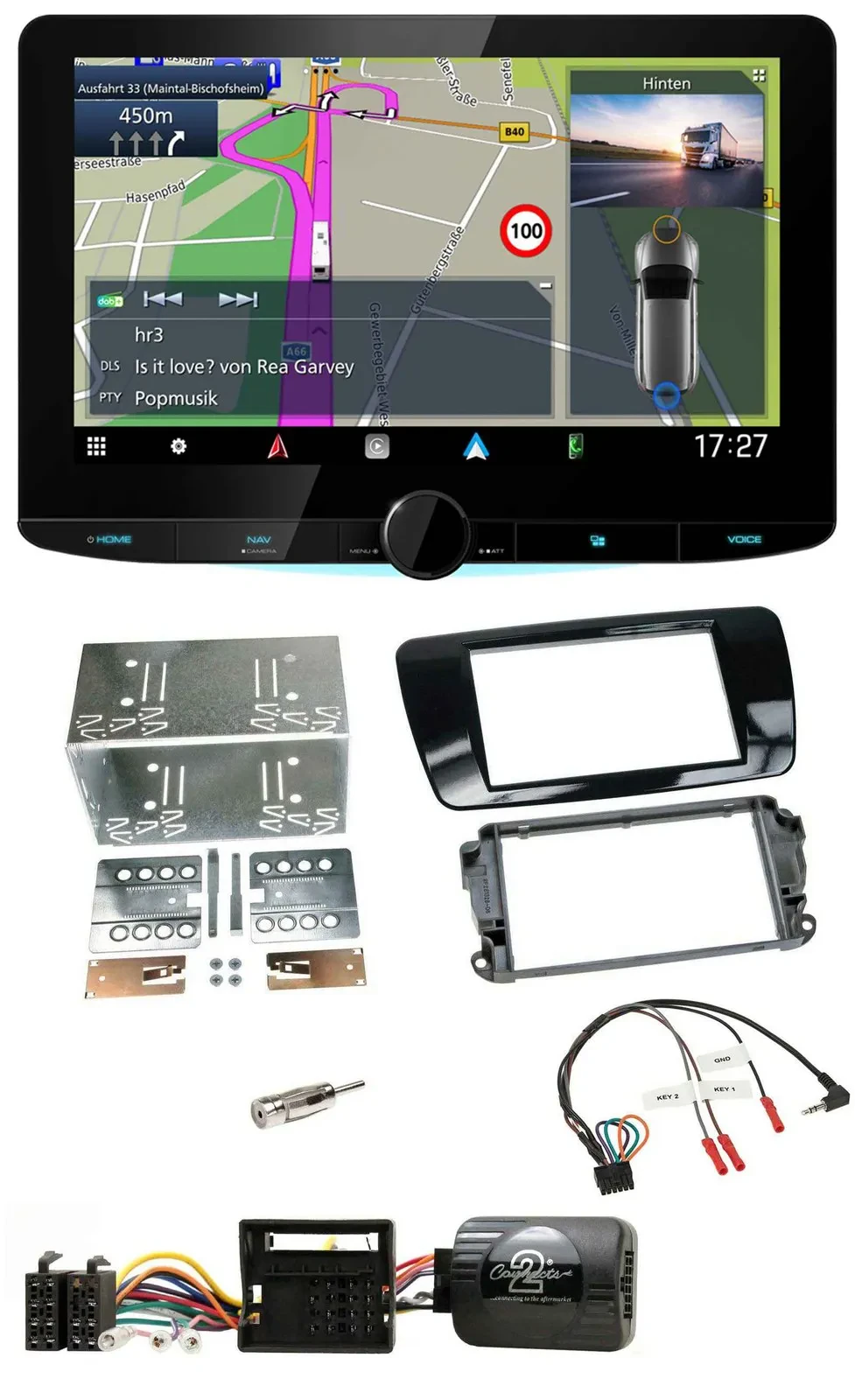 Kenwood Bluetooth DAB TMC 2DIN Lenkrad USB Navigation für Seat Ibiza ab 08 Klavi