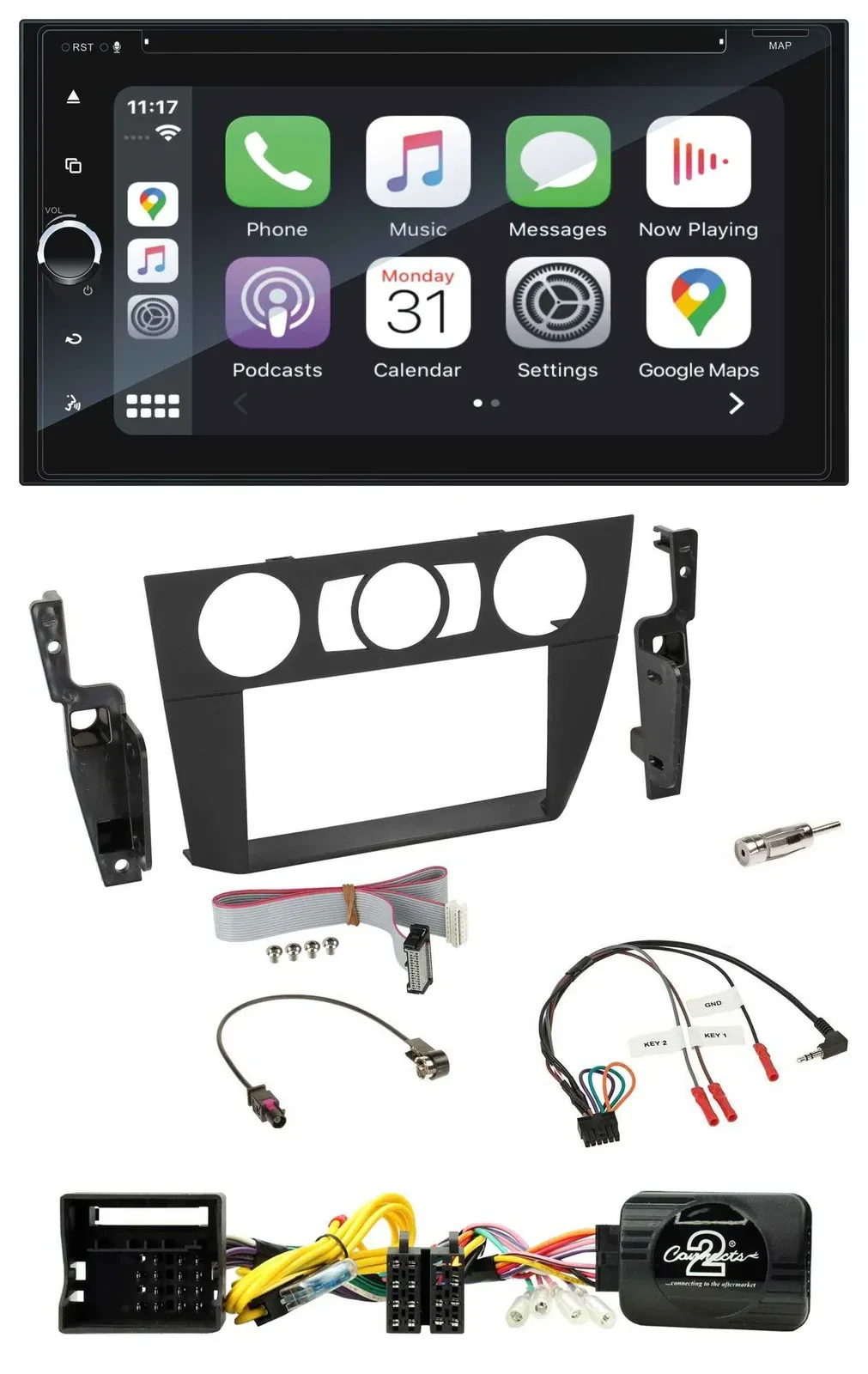 Автомагнитола Blaupunkt 2DIN DAB, Bluetooth, USB, навигация, TMC, управление с руля для BMW 3 Series (2005–2013)
