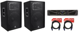 (2) JBL Pro JRX215 15" 2000w 8 Ohm PA/DJ Speakers+Crown Power Amplifier+Cables