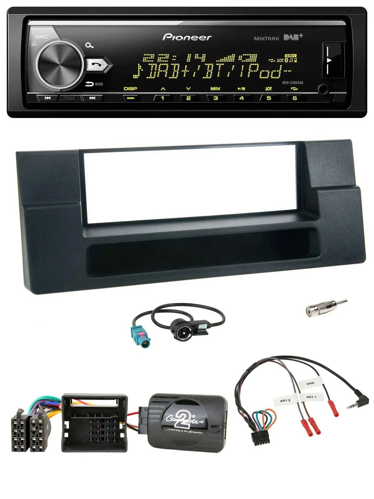 Pioneer Bluetooth USB DAB Lenkrad Autoradio für BMW 5er E39 X5 Quadlock Ablage