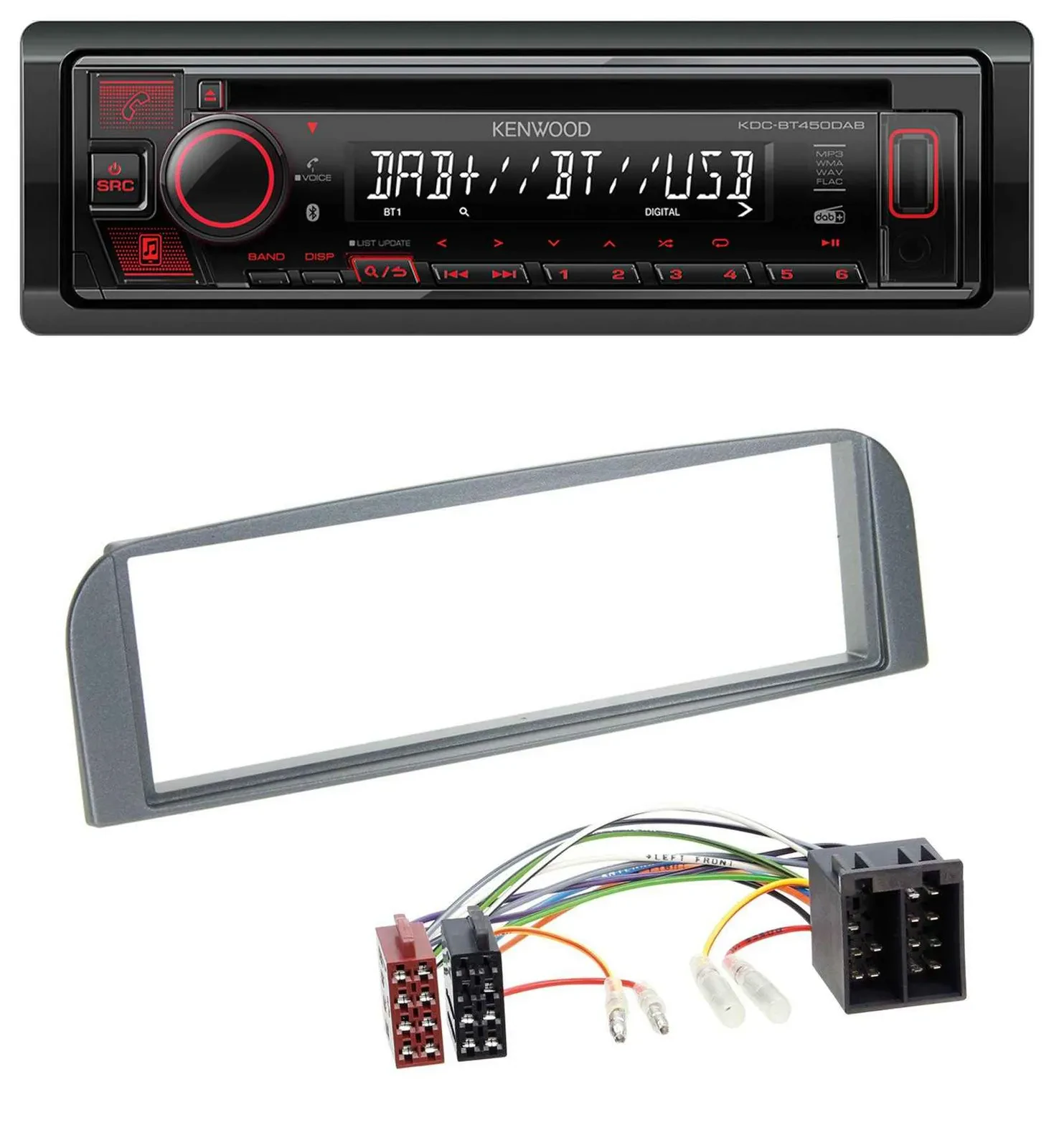 Kenwood MP3 CD USB Bluetooth DAB Autoradio für Alfa Romeo 147, GT - anthrazit