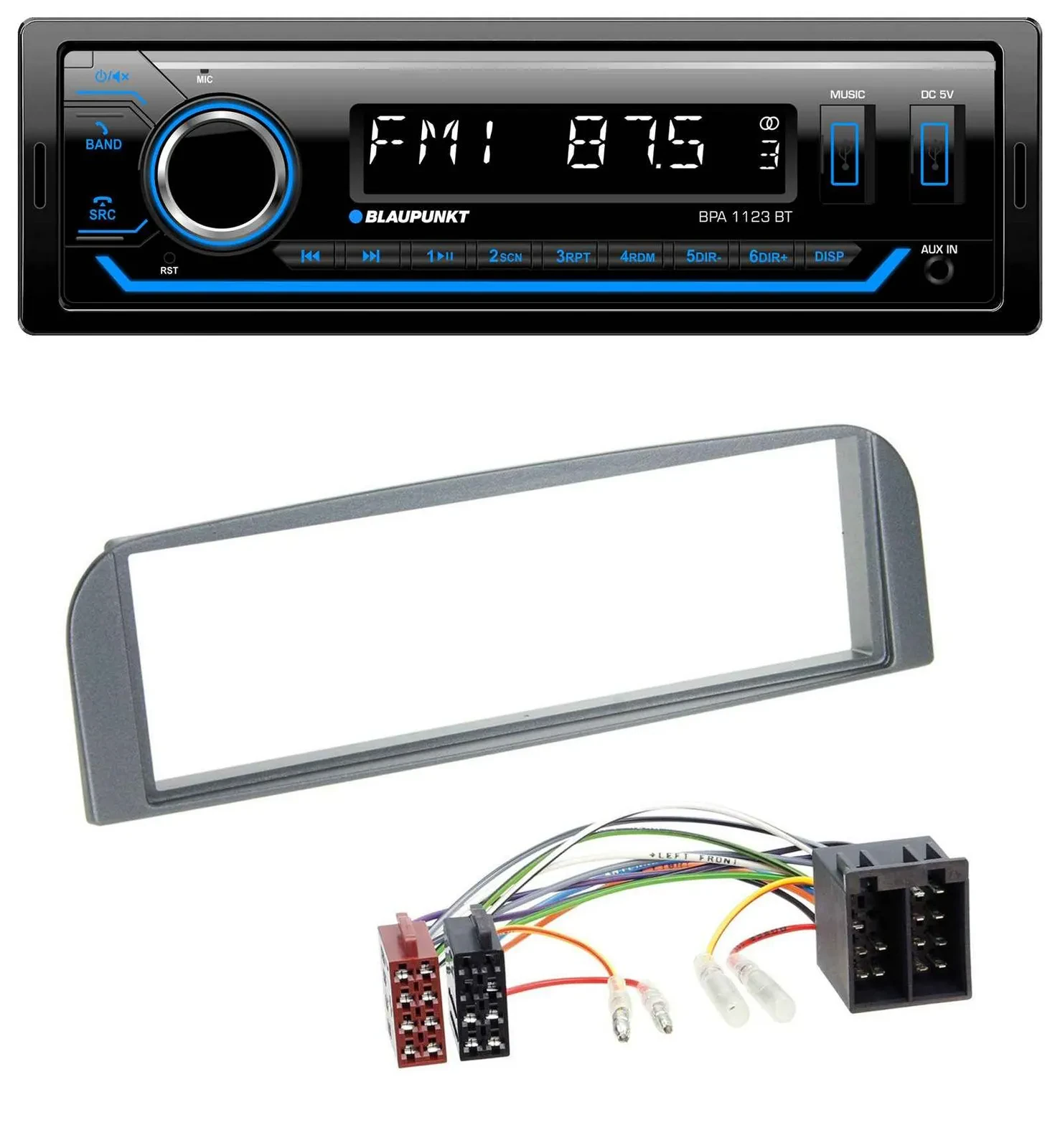 Blaupunkt MP3 Bluetooth USB AUX Autoradio für Alfa Romeo 147, GT - anthrazit