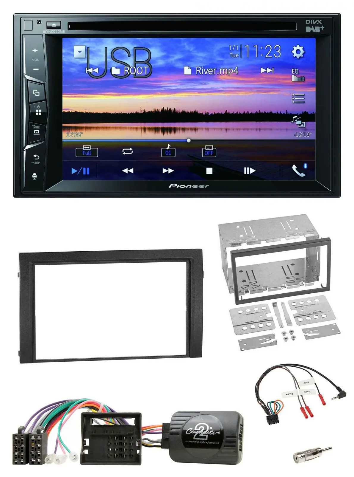 Pioneer Bluetooth 2DIN USB DVD DAB Lenkrad Autoradio für Skoda Fabia 6Y 2004-200