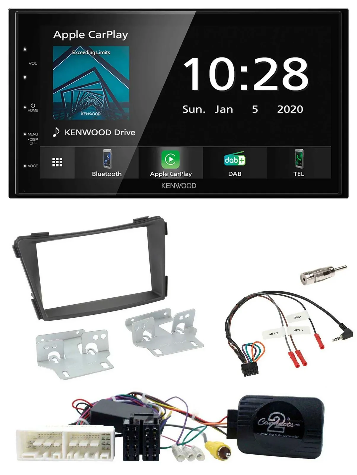 Автомагнитола Kenwood 2-DIN, Bluetooth, DAB, USB, для Hyundai i40 (VF, с 2016), черный