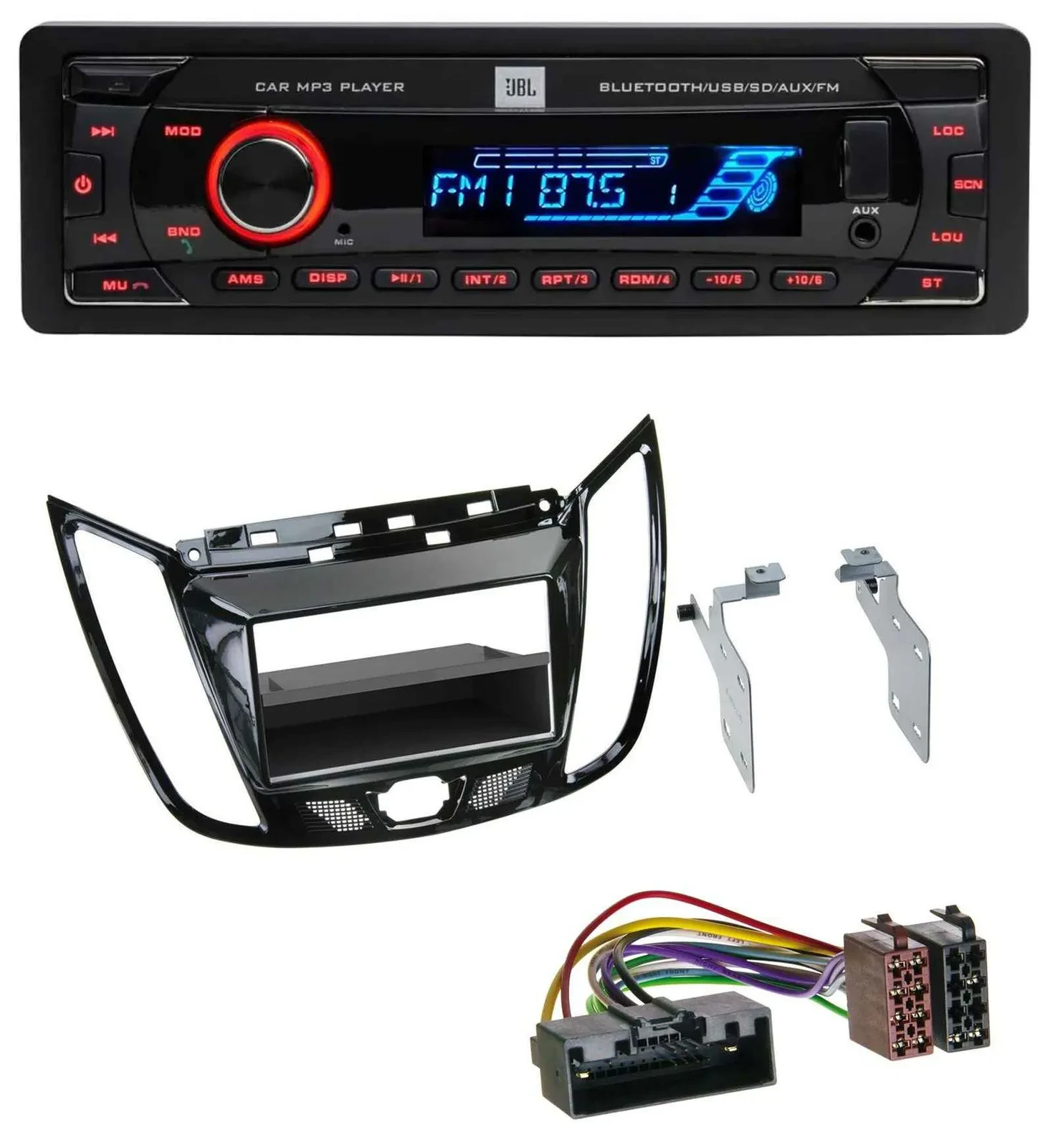 JBL AUX MP3 USB Bluetooth SD Autoradio für Ford C-Max Kuga Klavierlack schwarz