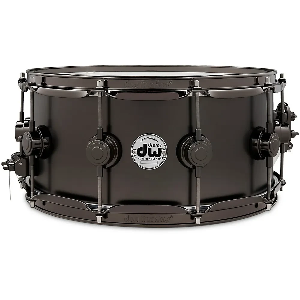 Малый барабан DW Collector's Satin Black Over Brass 14" x 6.5", фурнитура Satin Chrome