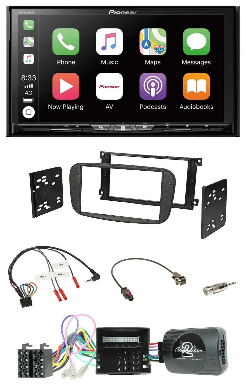 Pioneer 2DIN Lenkrad USB DAB DVD Bluetooth Autoradio für Ford Focus C-Max Galaxy