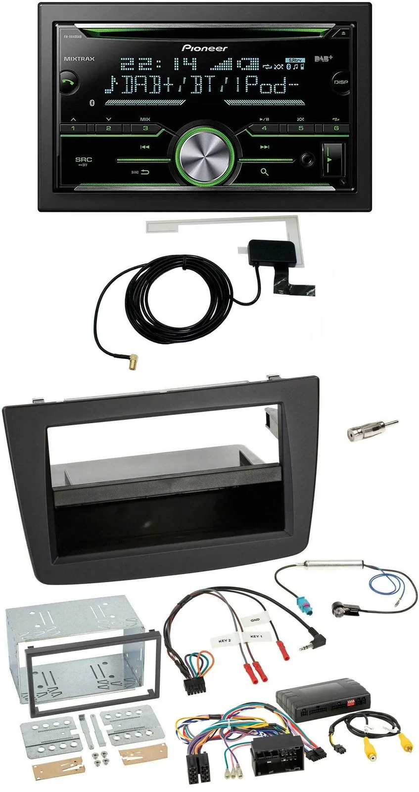 Автомагнитола Pioneer 2DIN, CD, USB, Bluetooth, DAB, совместимая с кнопками на руле, для Alfa Romeo Mito (2014–2018)