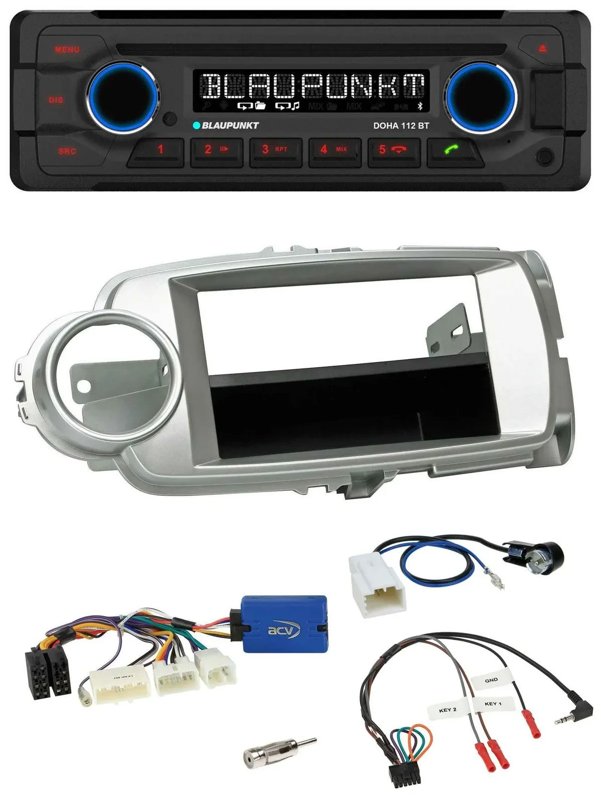 Автомагнитола для Toyota Yaris 2011–2014 Blaupunkt CD MP3 Bluetooth USB серебристая