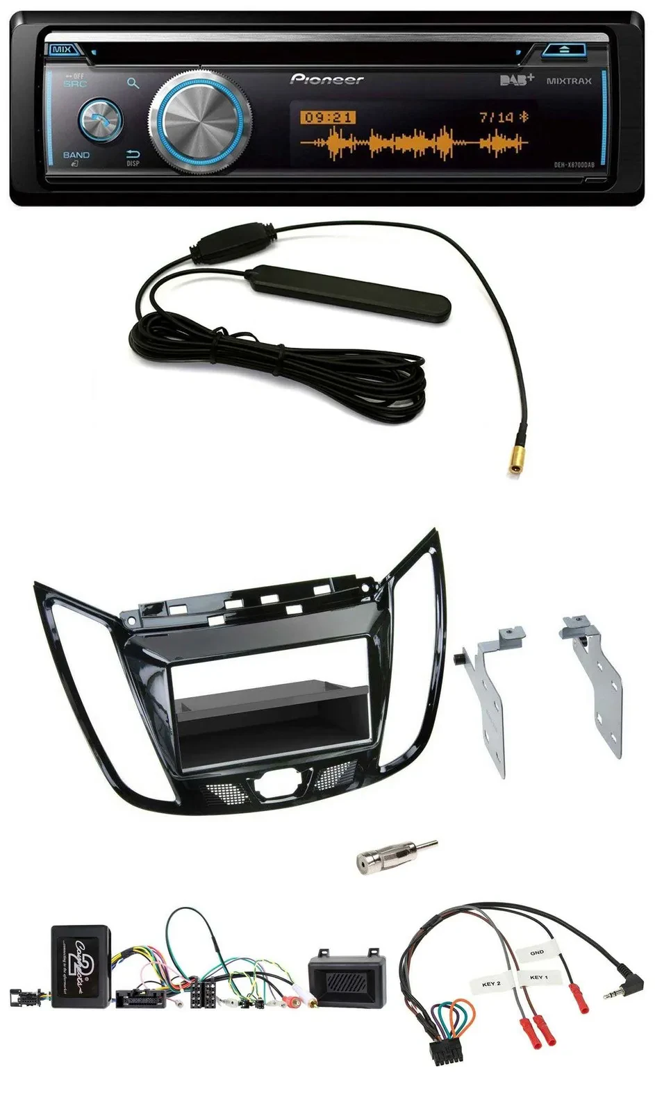 Pioneer CD USB Bluetooth DAB Lenkrad Autoradio für Ford C-Max Kuga Klavierlack s