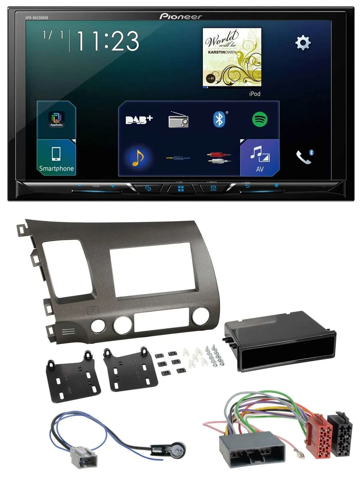 Автомагнитола Pioneer 2-DIN Bluetooth USB DAB для Honda Civic Hybrid FD3 (2006–2010)