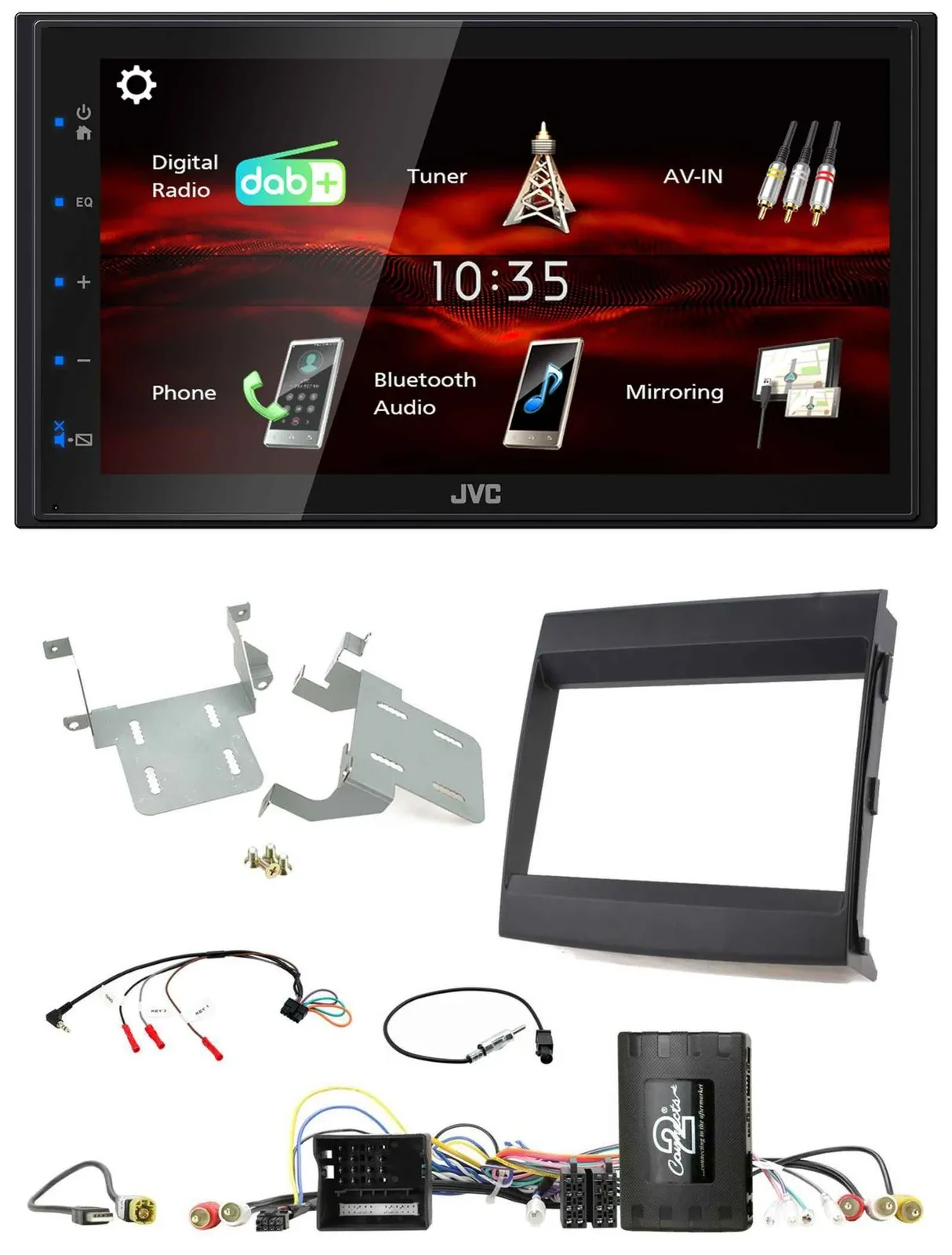 JVC USB Bluetooth Lenkrad DAB 2DIN Autoradio für Porsche Cayenne 11-16 Infoadapt