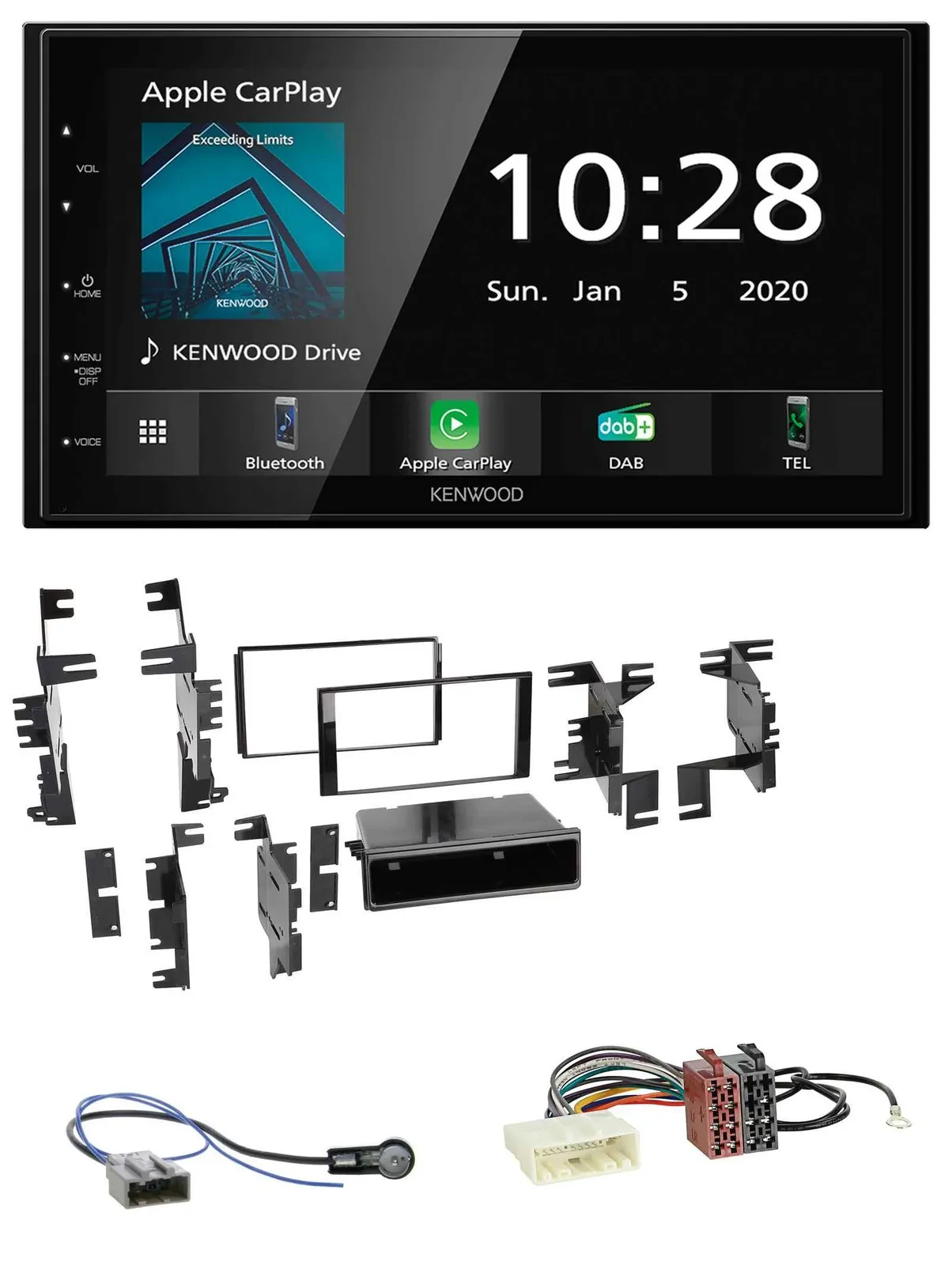 Kenwood Bluetooth MP3 DAB USB 2DIN Autoradio für Nissan Micra 13-17 schwarz glän