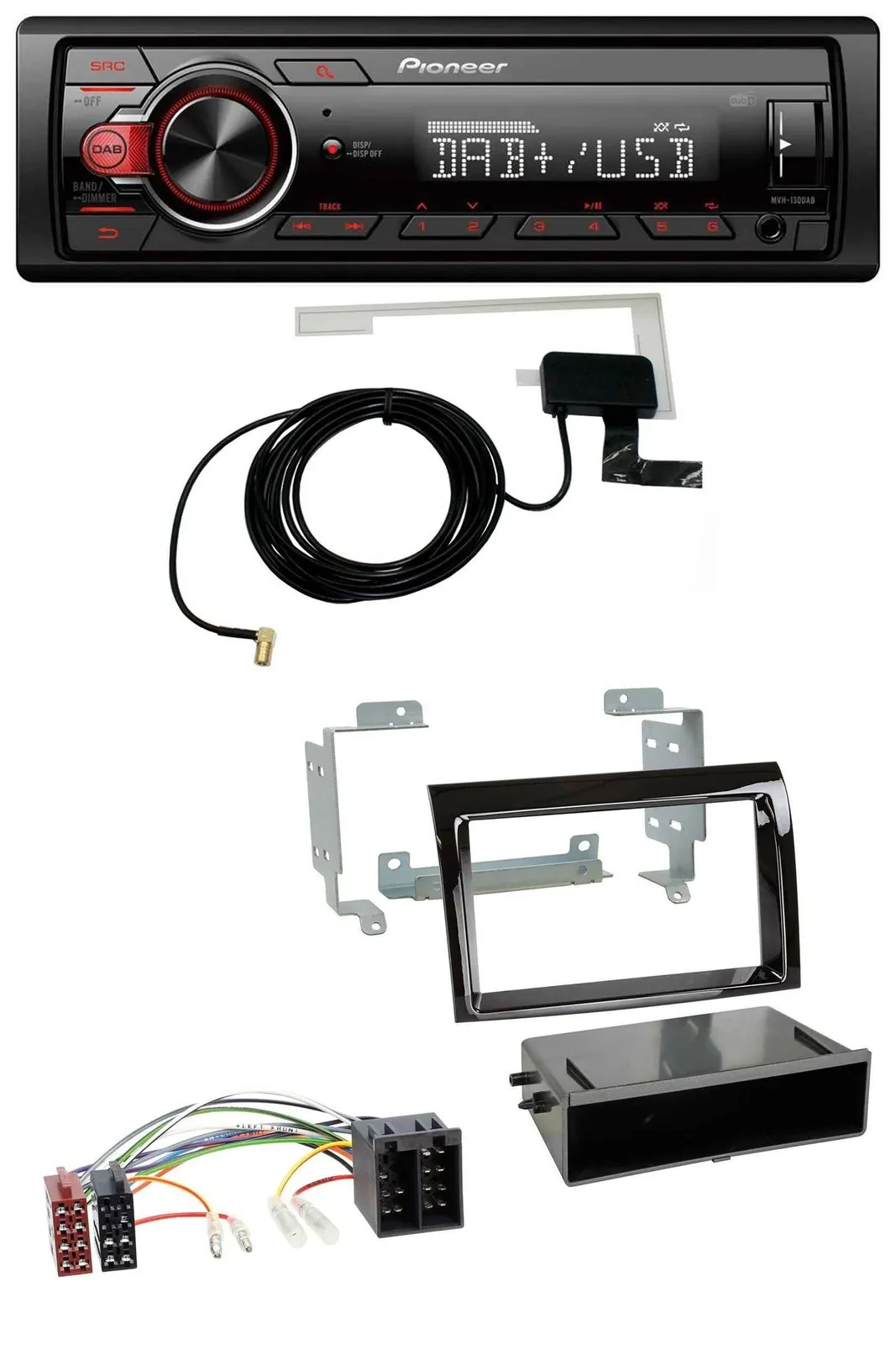 Автомагнитола Pioneer 1DIN, MP3, DAB, USB, AUX, для Fiat Ducato (2006–2010), черный глянец