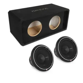 Сабвуфер пассивный для автомобиля NVX NE102P 2x10", фазоинвертор (slot ported), MDF 3/4" (комплект: корпус + 10" сабвуфер)