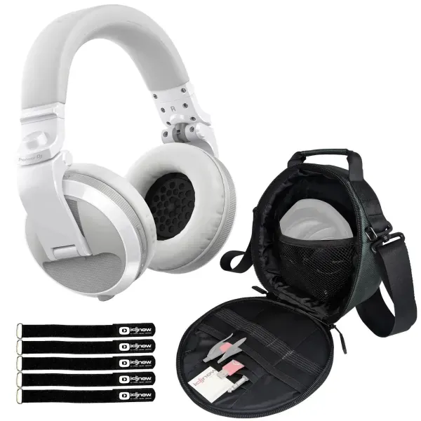 Pioneer DJ HDJ-X5BT White Wireless Bluetooth DJ Studio Headphones w Case