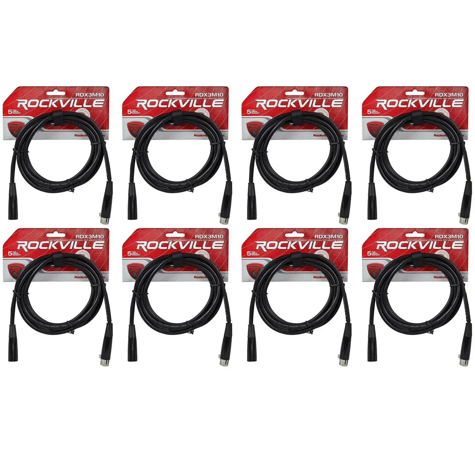 DMX-кабель Rockville RDX3M10 Black 3 м (8 штук)