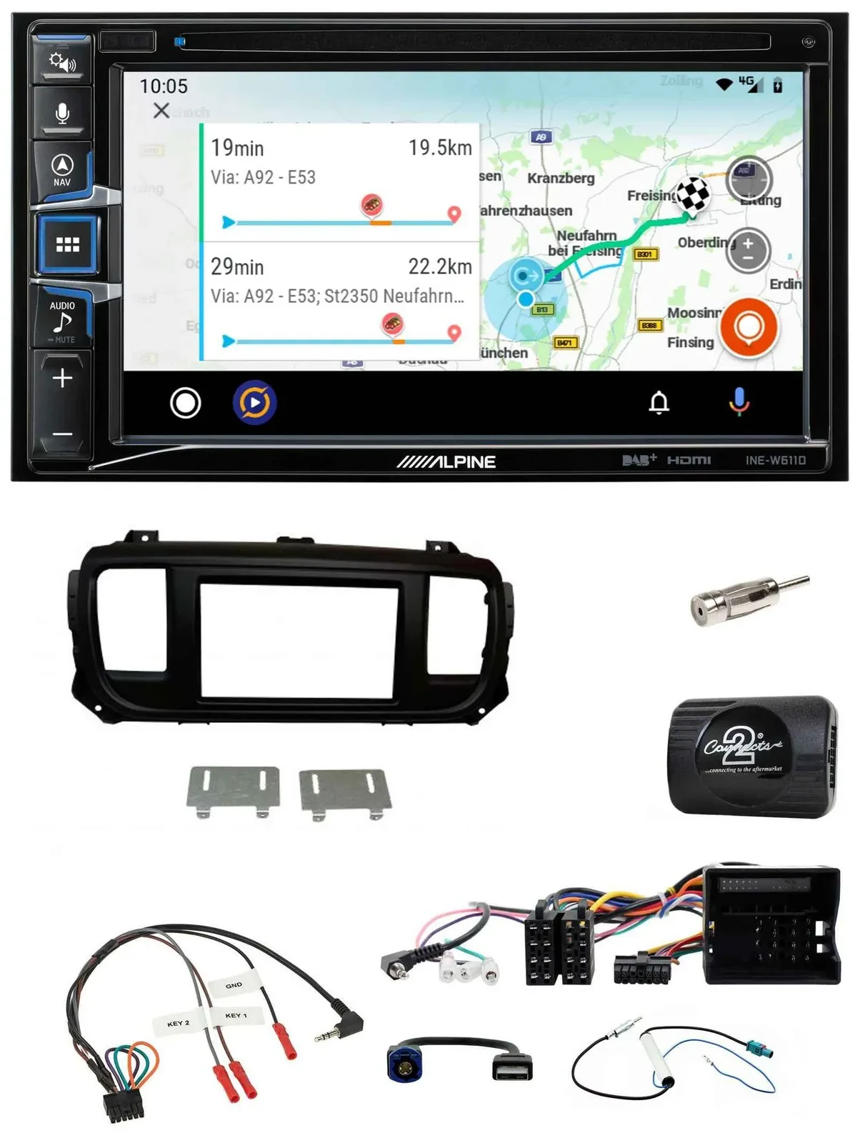 Автомагнитола для Citroen Jumpy Alpine 2DIN, Bluetooth, USB, DAB, навигация, поддержка кнопок на руле