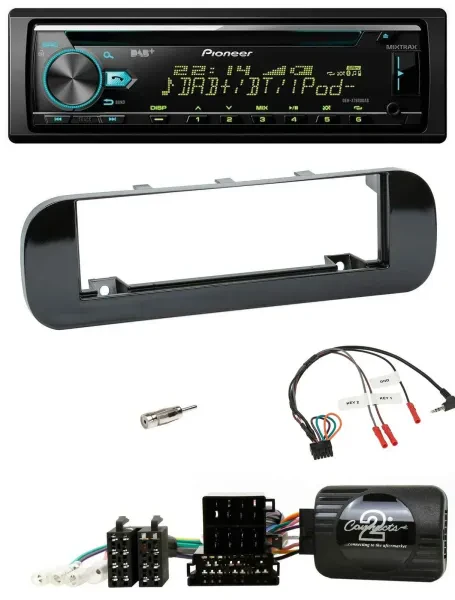 Pioneer DAB Lenkrad CD USB Bluetooth Autoradio für Fiat Panda 12-20 schwarz glän