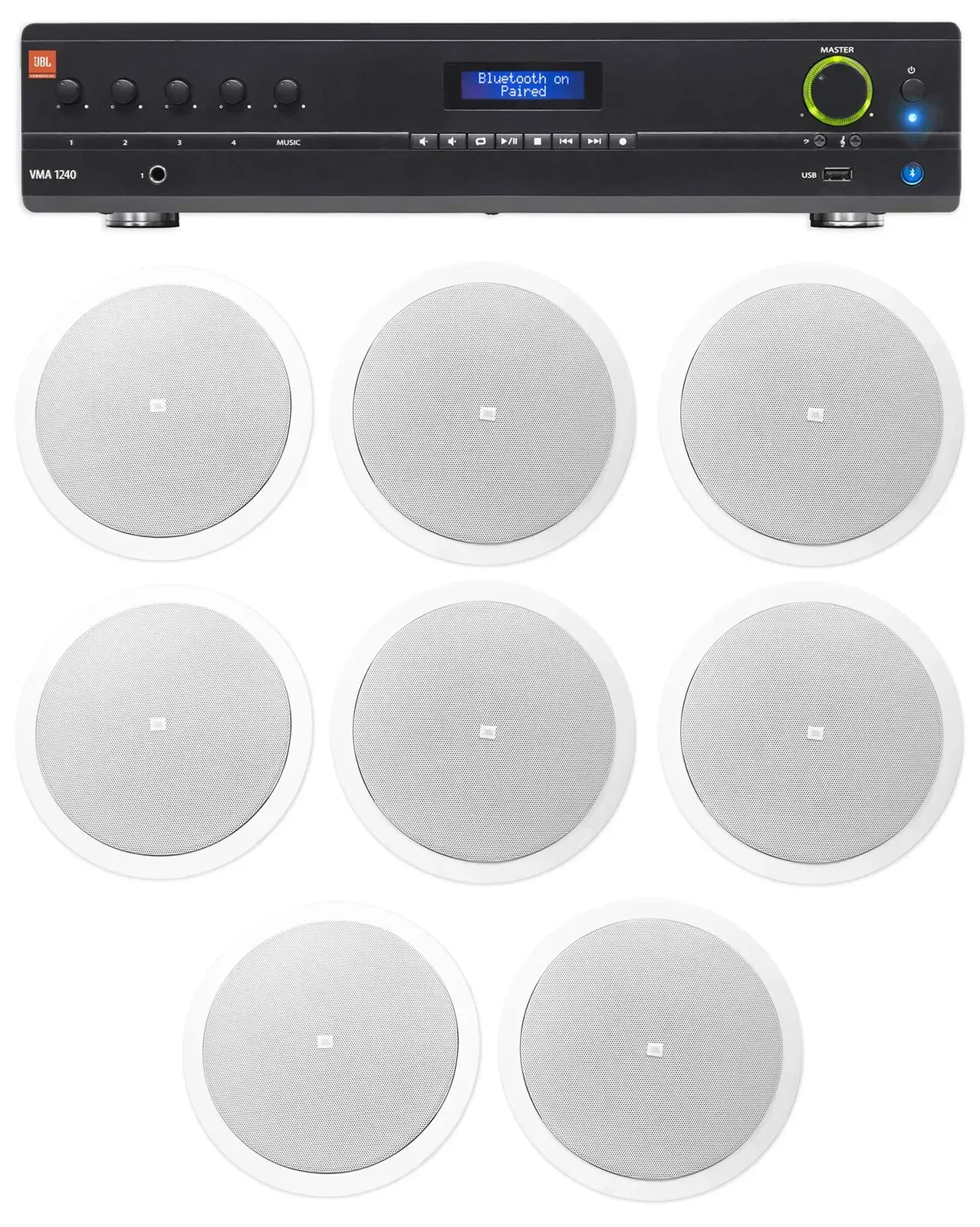 Потолочная акустика JBL Control 26CT White с усилителем (8 штук)