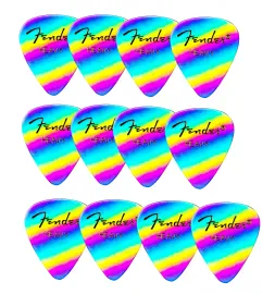 Медиаторы Fender 351 Premium Celluloid Rainbow Heavy (12 штук)