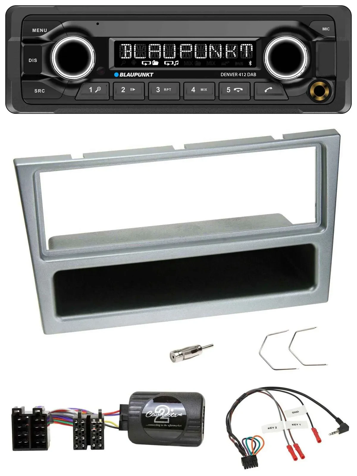 Blaupunkt Bluetooth DAB Lenkrad USB Autoradio für Opel Corsa C 2000-2004 silber