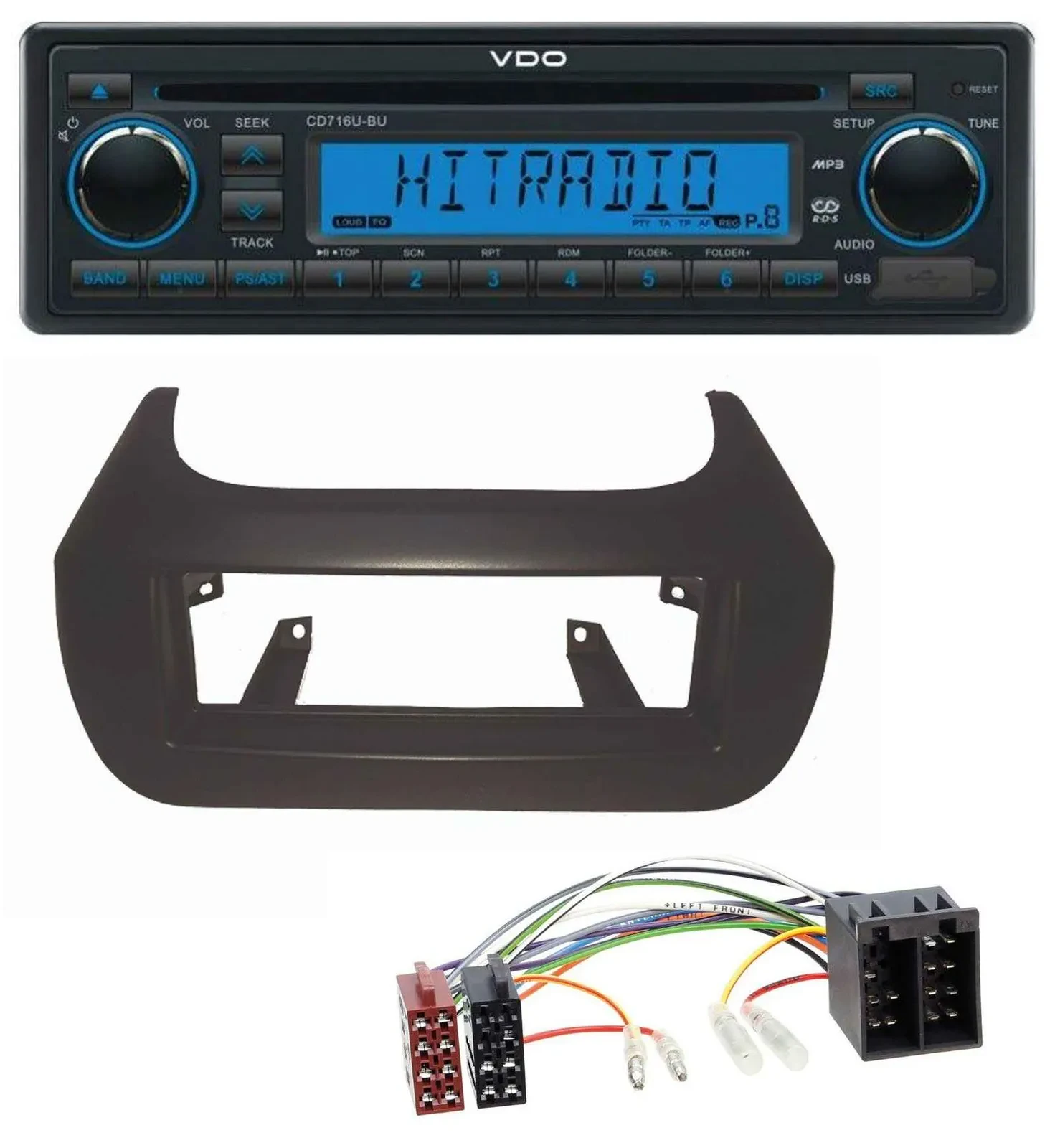 VDO AUX MP3 1DIN CD USB Autoradio für Citroen Nemo Fiat Fiorino Qubo Peugeot Bip