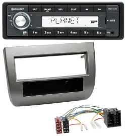 Continental USB MP3 AUX 1DIN Autoradio für Lancia Y 843 03-11 dunkelsilbermetall