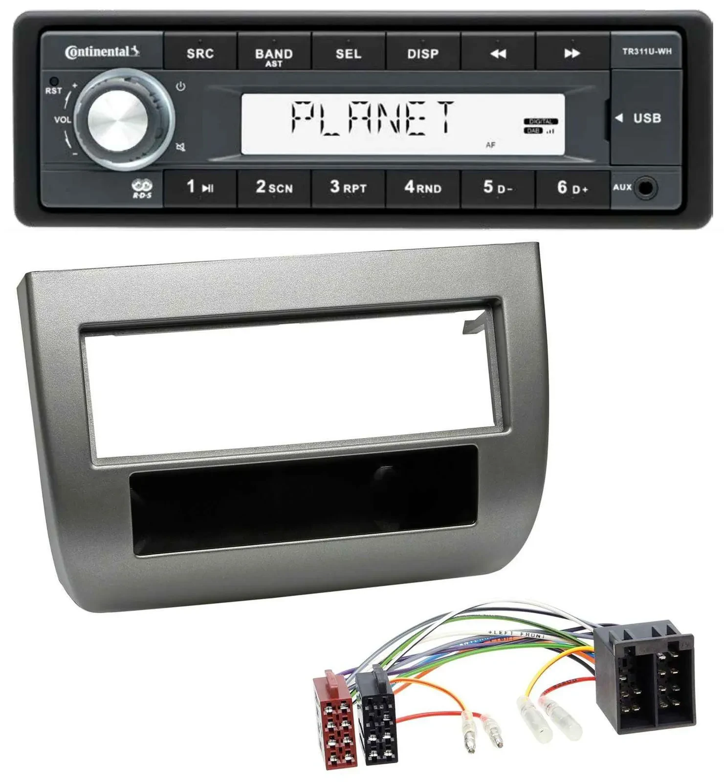 Continental USB MP3 AUX 1DIN Autoradio für Lancia Y 843 03-11 dunkelsilbermetall
